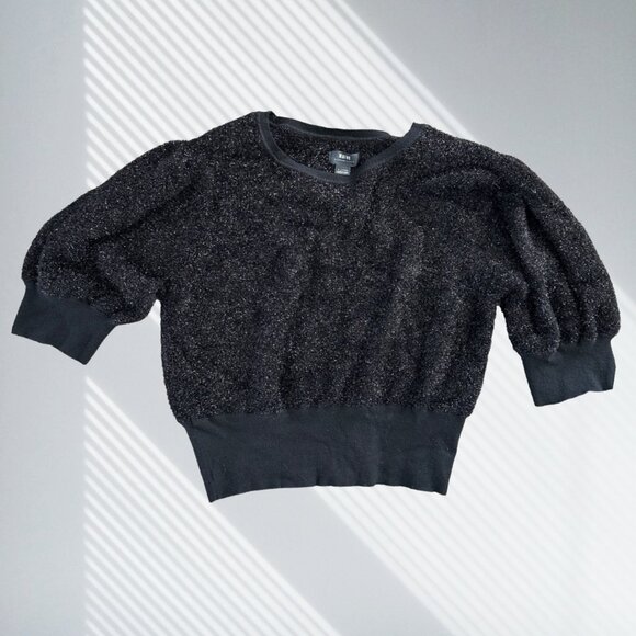 anthropologie maeve pamela black shimmer eyelash knit sweater xl tinsel pullover - Picture 1 of 8